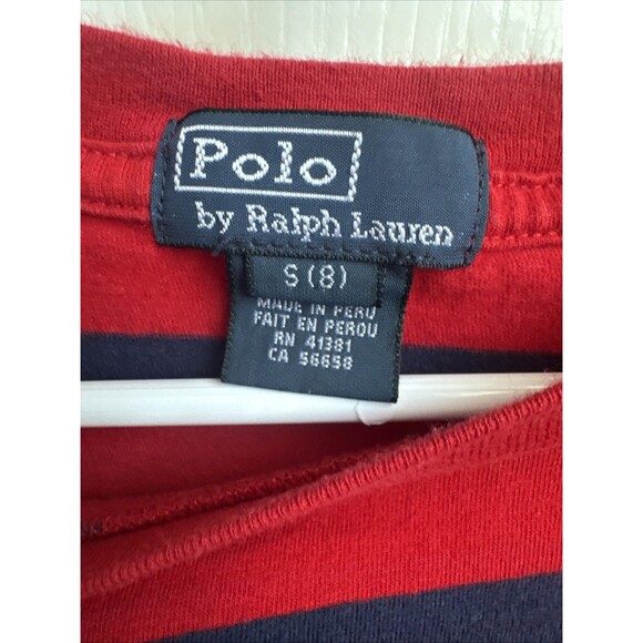 Polo Ralph Lauren Stripe Sweatshirt Youth S 8 Red Blue Crew Neck Long sleeves - Picture 3 of 5